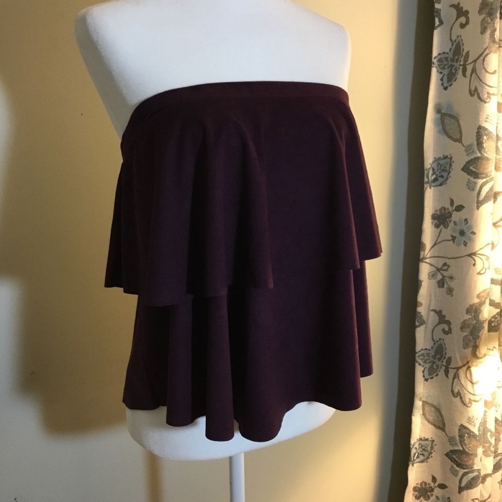 Strapless Faux Suede top